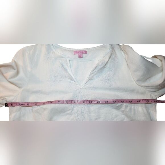 Lilly Pulitzer Tunic Top Cover Up Embroidered Cotton Long Sleeve White BOHO S - Picture 9 of 11